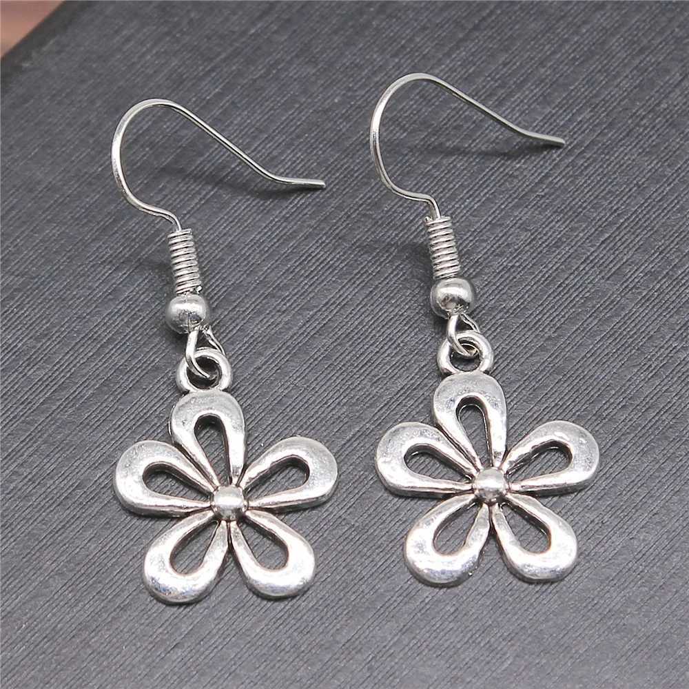 Fashion Handmade Simple Design Antique Silver Color Chrysanthemum Flower Daisy Pendant Earrings Drop Earrings Y250812