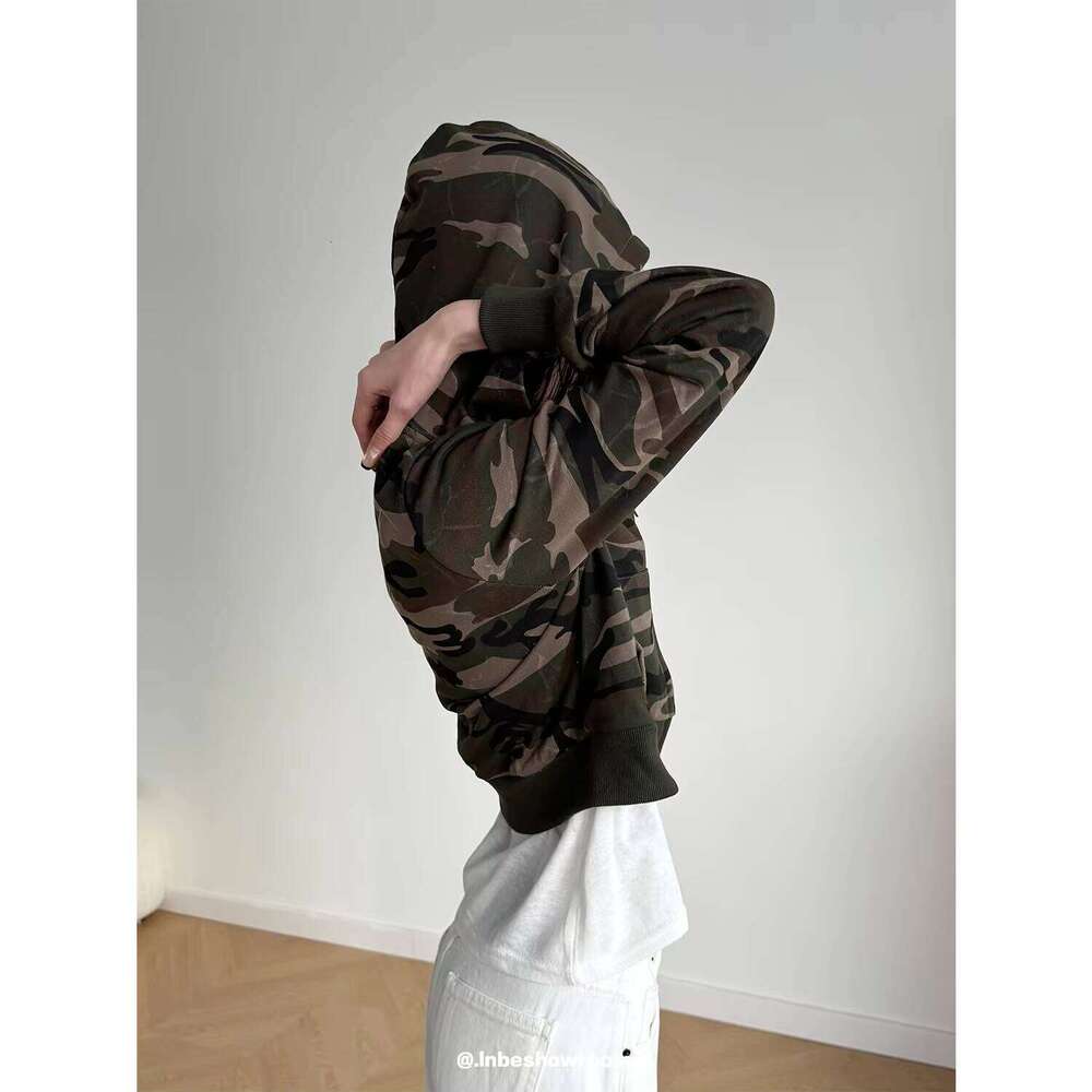 Women's Camouflage Sweatshirt Jacket Regular Shoulder Hooded Top Winter Petite Hoodie