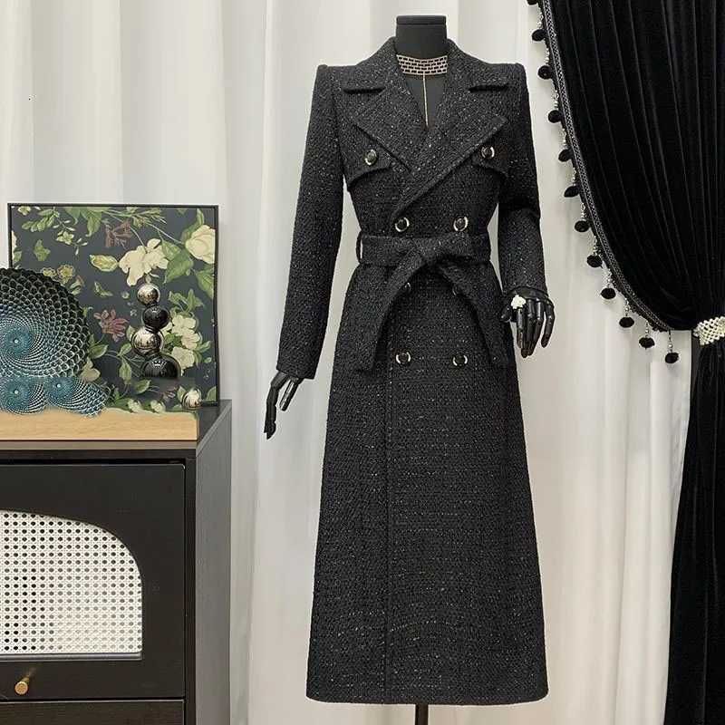 Female Overcoat Autumn Winter Fashion Womens Woolen Coat 2025 New Temperament Solid Color High-Quality Womens Woolen Coat H228 Z250813