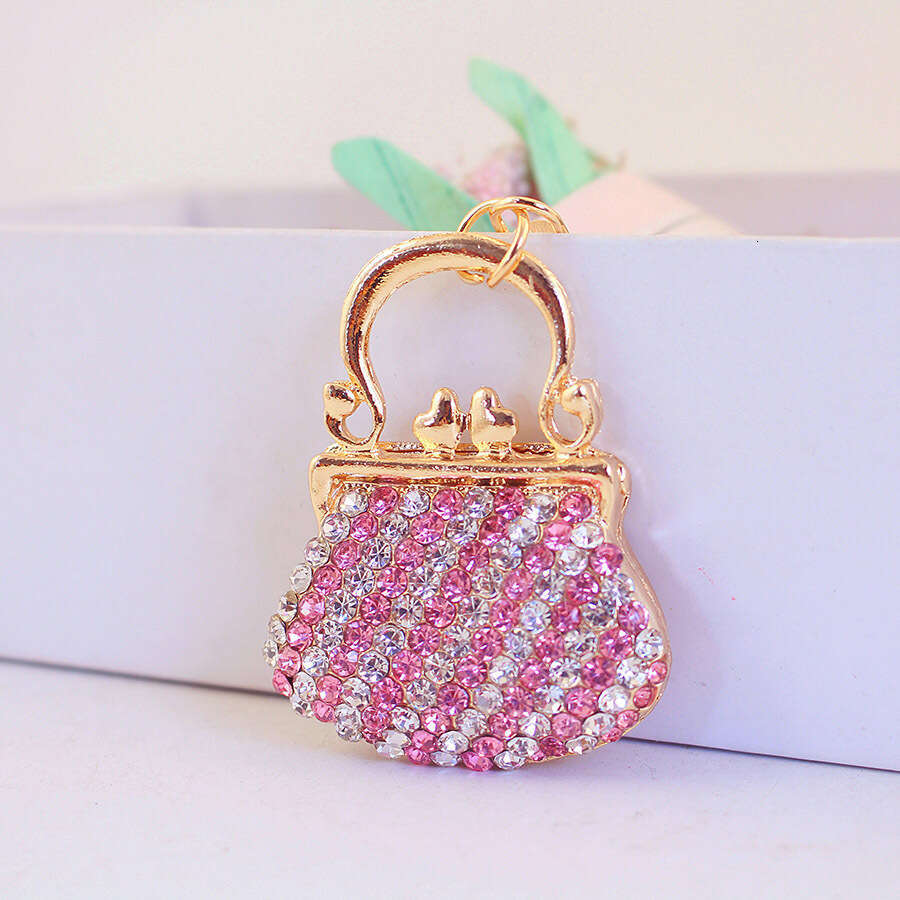 Alloy Rhinestone Women's Handbag Large Shoulder Car Keychain Girlfriend Bag Pendant Ornament Gift 1488