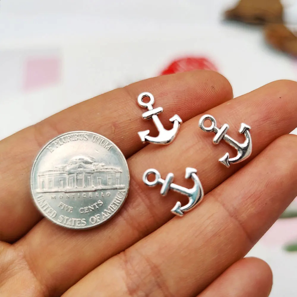 100pcs/Lot--10x13mm Mini Cute Anchor Charms Marine Pendants Diy Bracelet Supplies Jewelry Accessories 250807