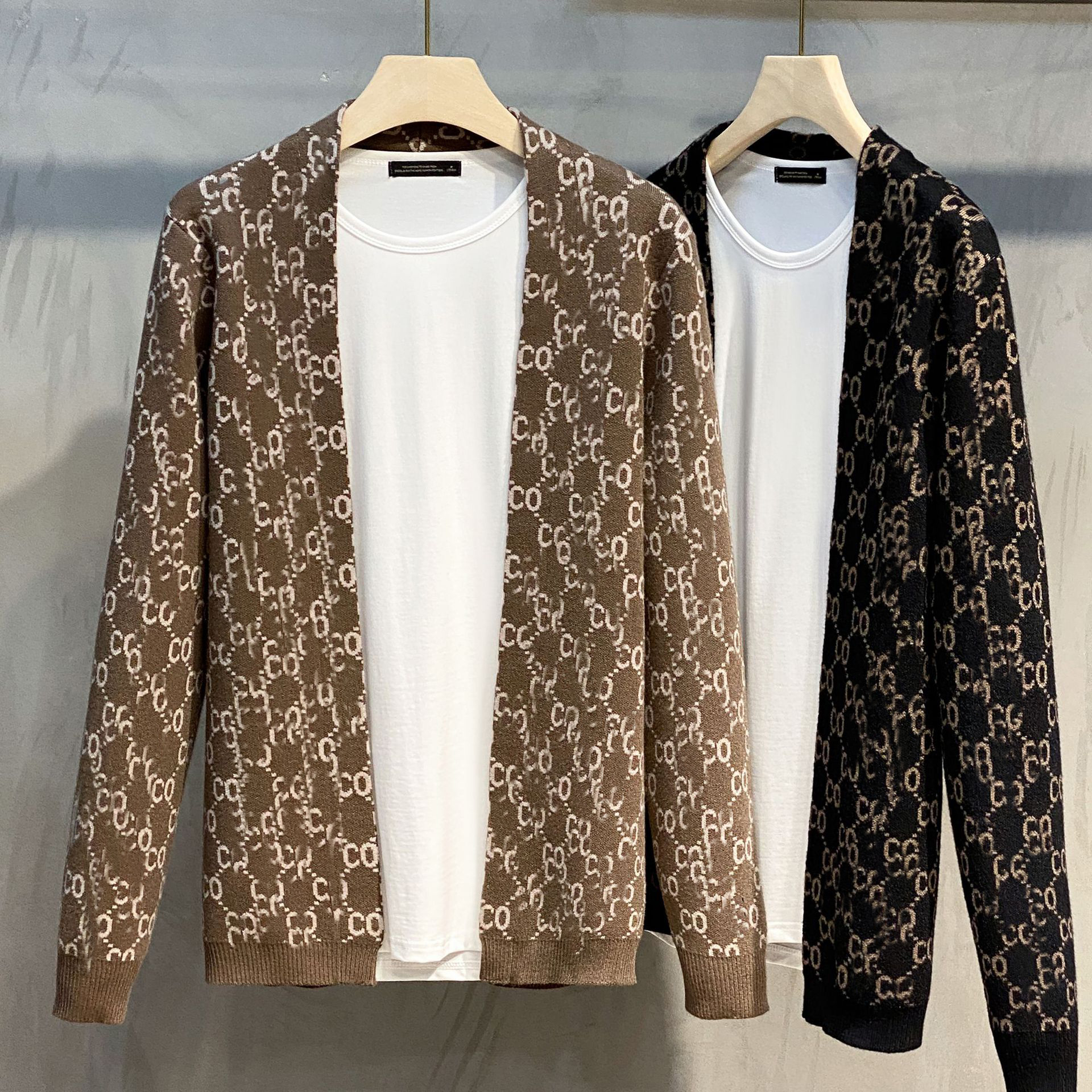 Men's Sweaters Letter Jacquard Autumn Cashmere Sweater Thick Knitted Cardigan Coat Casual Long Sleeve Loose