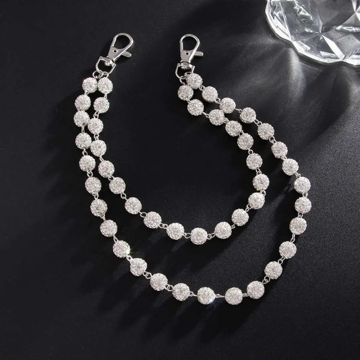 SHIXIN Hip Hop Double Layer Rhinestone Pants Waist Chain Men Women Punk Rock Metal Wallet Key Chain Jeans Trousers Chain Belt 250812