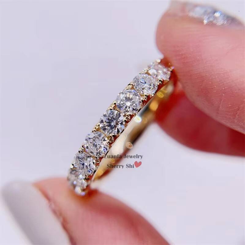 In Stock Basic Engagement Ring with Solid Real 10k Gold 3mm Moissanite Diamond Gold Eternity Ring