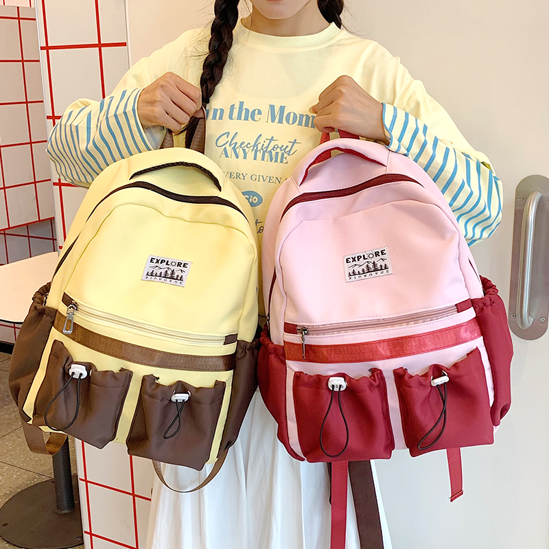 New Korean-style color-blocking versatile backpack, large-capacity nylon backpack, fashionable and simple casual student backpack