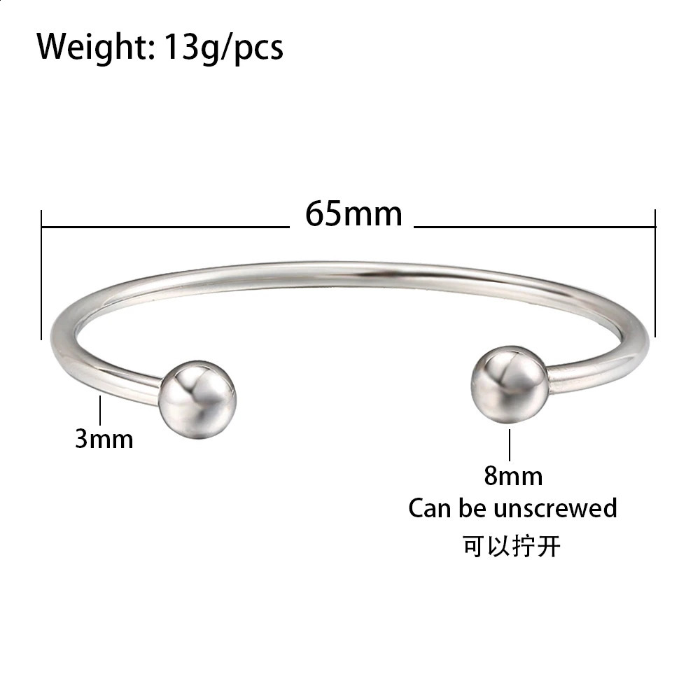 DIY Fashion Jewelry Parent Child Gift Metal Stainless Steel Waterproof The Ball Head Can Be Unscrewed Accessories Open Bracelets 250812