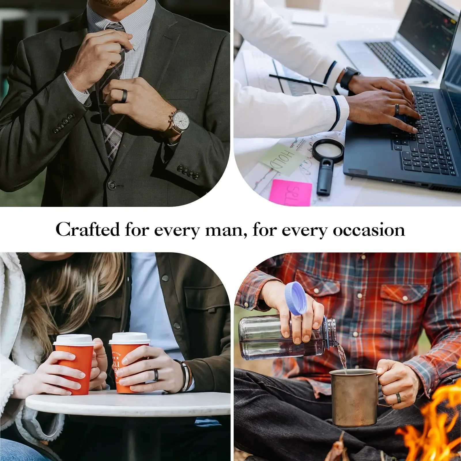 8mm Fashion Men Black Stainless Steel Rings Sandblasted Finish Finger Rings For Men Everyday Wear Wedding Band Jewelry Wholesale W250812