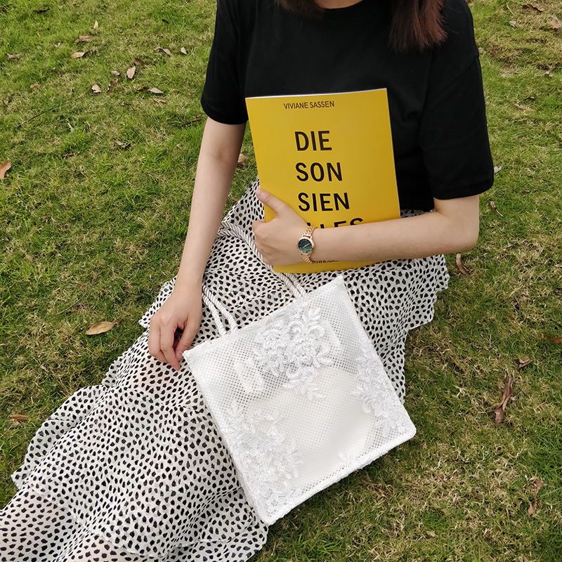 2025 Dongdaemun Summer Lace Fairy Embroidery Single Shoulder Women's Korean Large Capacity Hollow Shopping Bag ddmymarket