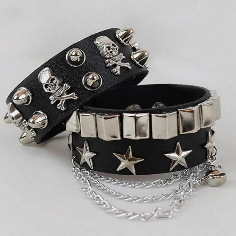 Vintage Leather Bracelets Punk Row Cuspidal Spikes Rivet Stud Wide Cuff PU Leather Punk Gothic Rock Unisex Goth Accessories W250813