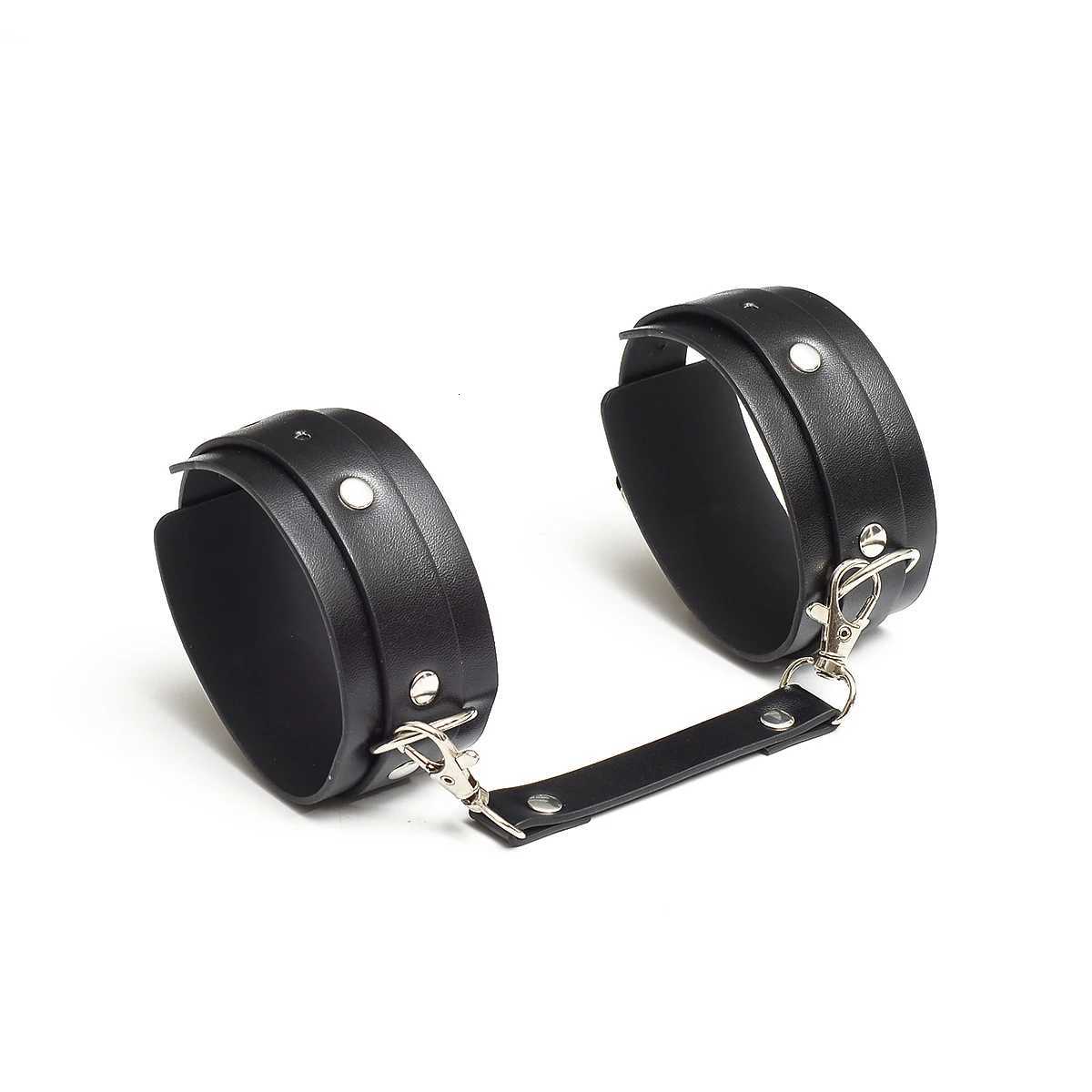High-end SM sexy soft PVC handcuffs black adult binding BDSM couple sex toy shackles confinement sex accessoriesXJ250813