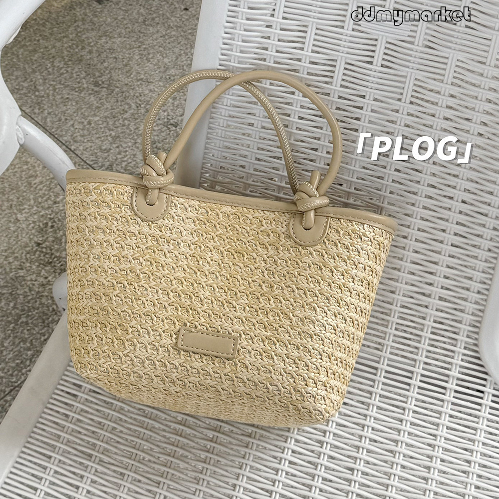 Summer Vacation Photo Beach Style Straw Handheld Crossbody Stylish Knot Basket Woven Bag for Women ddmymarket