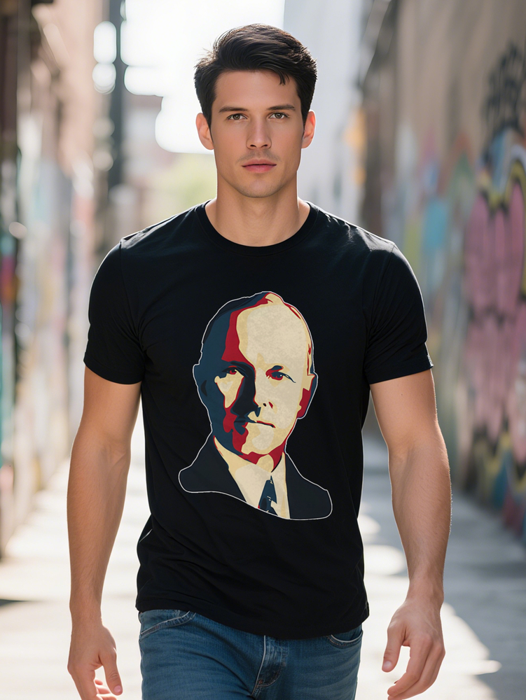 Casual Versatile Round Neck T-Shirt Male Avatar Red Print Pattern Top Men's Gift