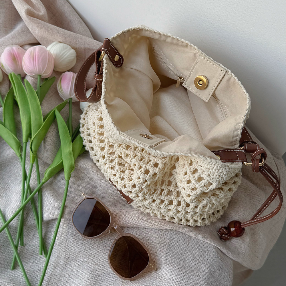 Woven Hollow Out for Women 2025 Vacation Travel Tote Beach Shoulder Underarm Bag ddmymarket