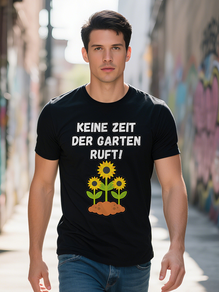 Men's Casual Crew Neck T-Shirt with No Time the Garden Call Vibrant Suower Green Leaf Design Perfect for Summer