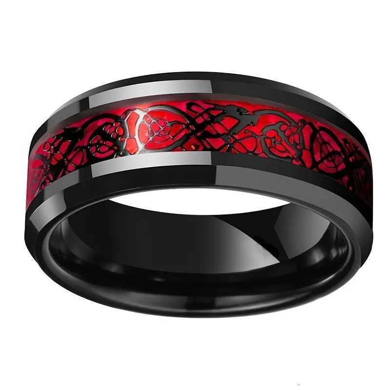 Charm Couple Rings For Men Stainless Steel Celtic Dragon Ring Heart Red Zircon Women Wedding Rings Set Valentines Day Jewelry W250812