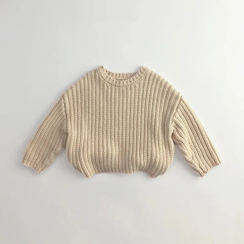 Spring Autumn Kids Sweaters Brief Style Loose Girls Boys Pullover Base Knitwear Children Clothes 250813