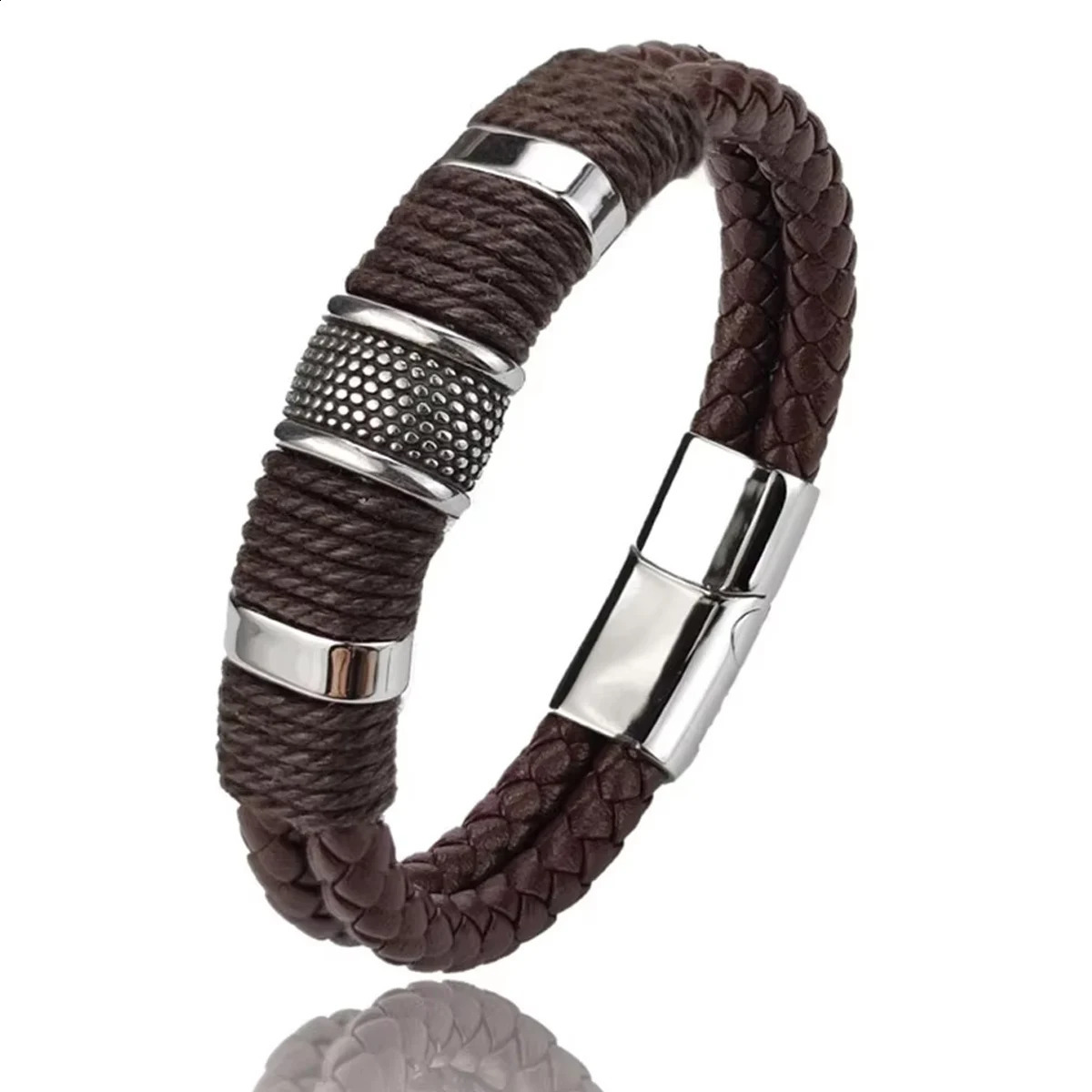 Charm Vintage Multilayer Brown Genuine Leather Men Bracelet Business Style Formal Occasions Jewelry Male Wrist Bangle Gift 250812