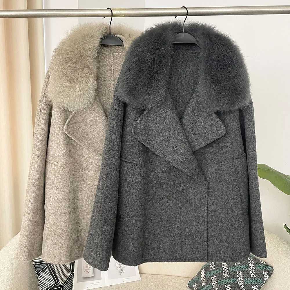 0ftbuy High End Wool Coat Women Double Face Cashmere Coat With Real Fur Collar Ladies Winter Jacket Warm Clothing Fall Z250813