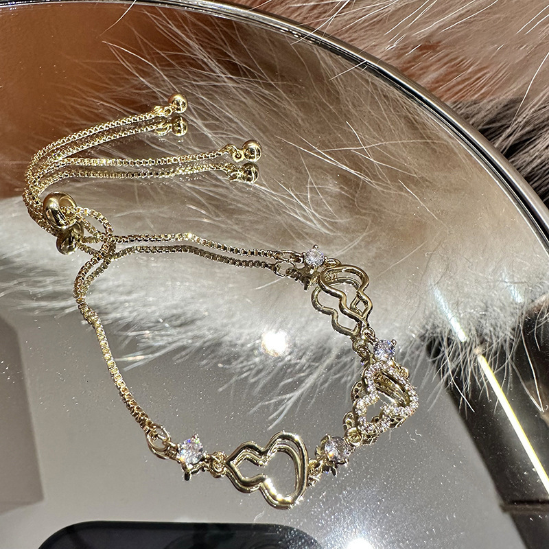 Zircon Hollow Gourd Pendant Pull-out New Chinese Style Niche Design Bracelet Light High-end Sense Jewelry - view 7