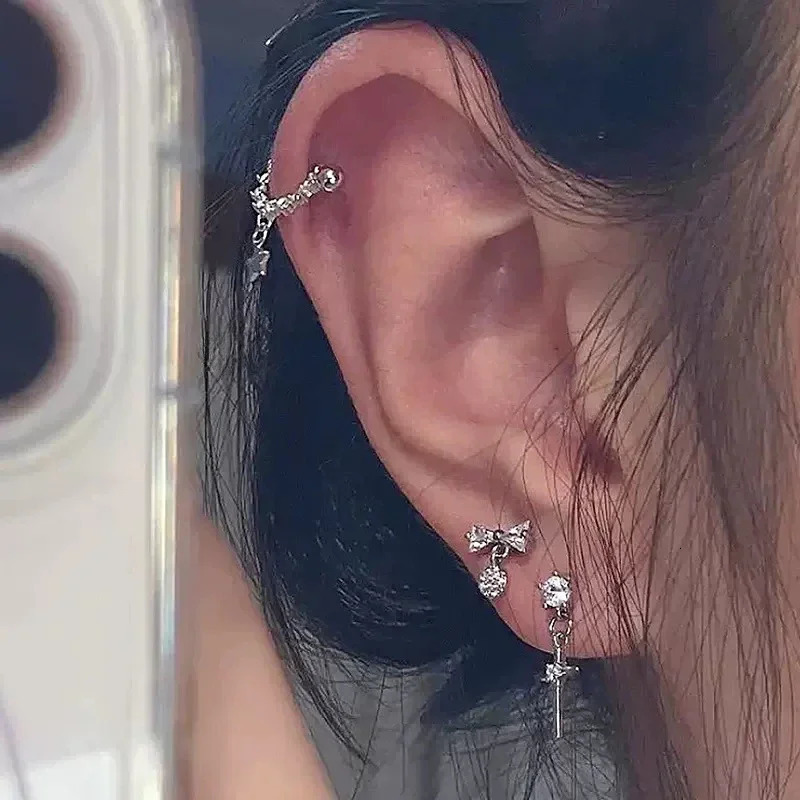 Sexy Trendy Zircon Star Piercing Stud Earrings for Women Girls Punk Style Hip Hop Rock Street Earring Jewelry Y2K Accessory Gift 250812