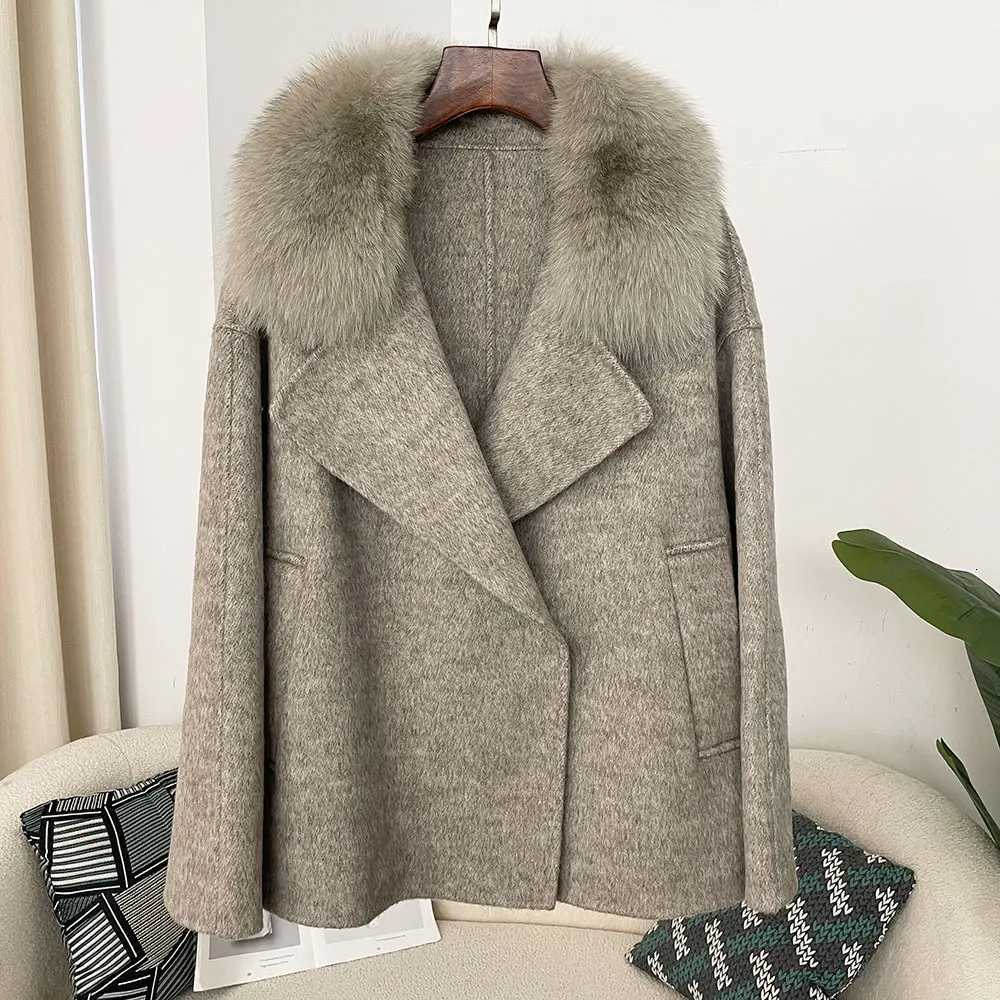 0ftbuy High End Wool Coat Women Double Face Cashmere Coat With Real Fur Collar Ladies Winter Jacket Warm Clothing Fall Z250813