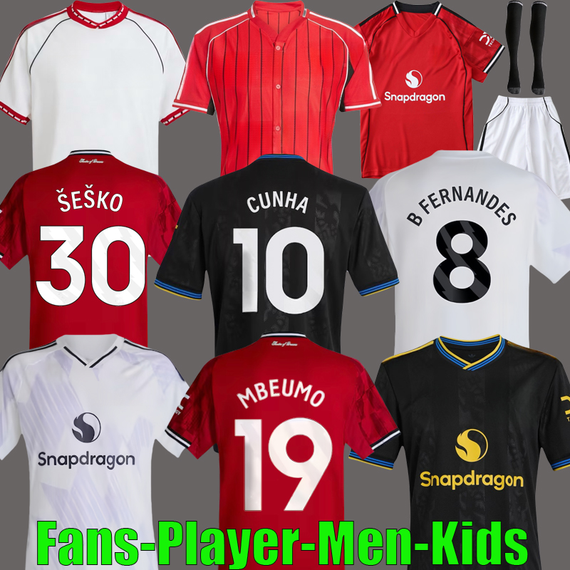 2025 CUNHA MAINOO MBEUMO Man football shirt Soccer Jersey unitedjersey MARTINEZ CASEMIRO mAnchEsTeers B FERNANDES UNTED 24 25 26 kit kids tops
