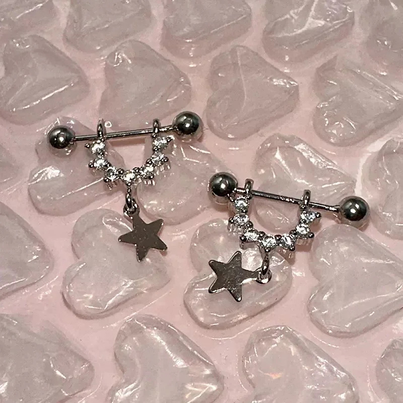 Sexy Trendy Zircon Star Piercing Stud Earrings for Women Girls Punk Style Hip Hop Rock Street Earring Jewelry Y2K Accessory Gift 250812