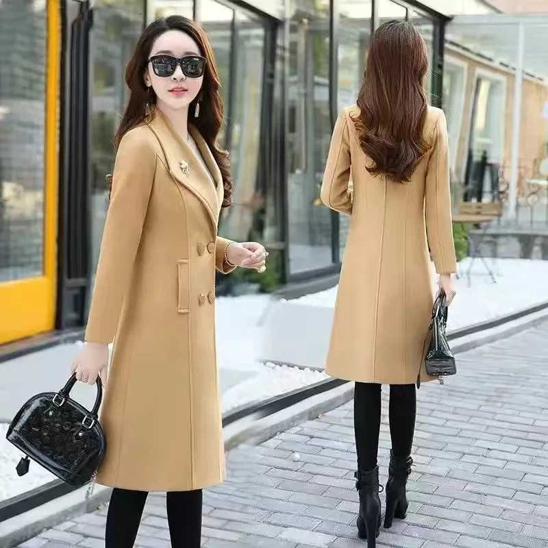 Woolen Coat For Women Mid To Long Style 2024 Autumn Winter New Korean Loose Slimming Woolen Coat Thick Windbreaker For Women Z250813