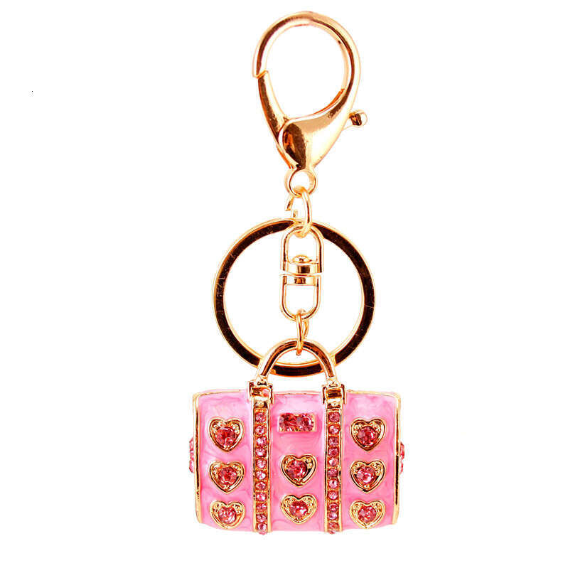 Creative Oil Drop Inlaid Dia Craft Cute Women's Handbag Car Keychain Metal Pendant Small Gift 644