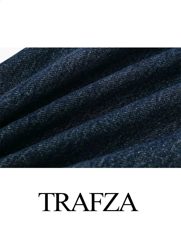 TRAFZA Womens Street Fashion Denim Suit Long Sleeve Lapel Buttons Heart Pattern JacketHigh Waist Straight Jeans Retro Set 250806