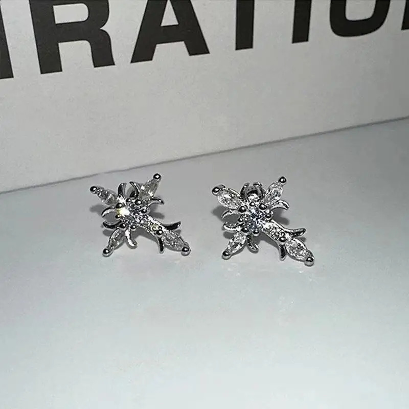 Shiny Rhinestone Zircon Cross Earrings For Women Korean Fashion Stainless Steel Earring Daily Birthday Party Y2K Jewelry Gifts 250812