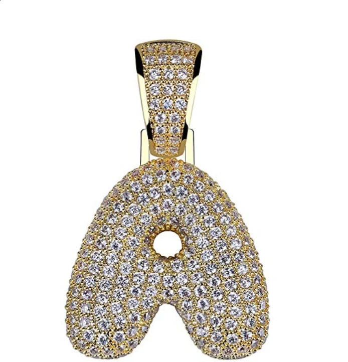 Hip Hop Jewelry Initial Letter Necklace Bubble Chain Necklace Iced Out 250807