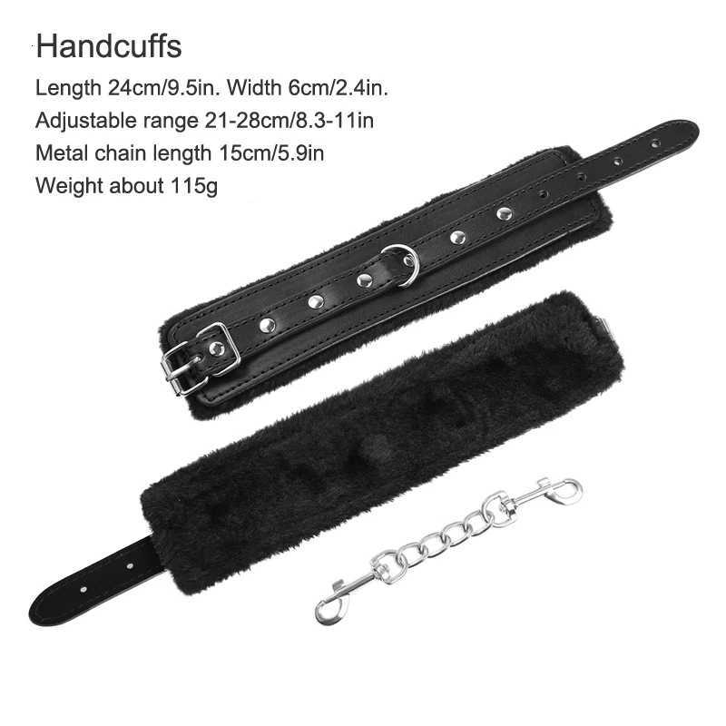 Leather BDSM Handcuffs Sexy Ankle Cuffs Adult Sex Toys for Women Couples Fluffy Handcuffs BDSM Slave Bondage Cuffs Sex Shop XJ250813