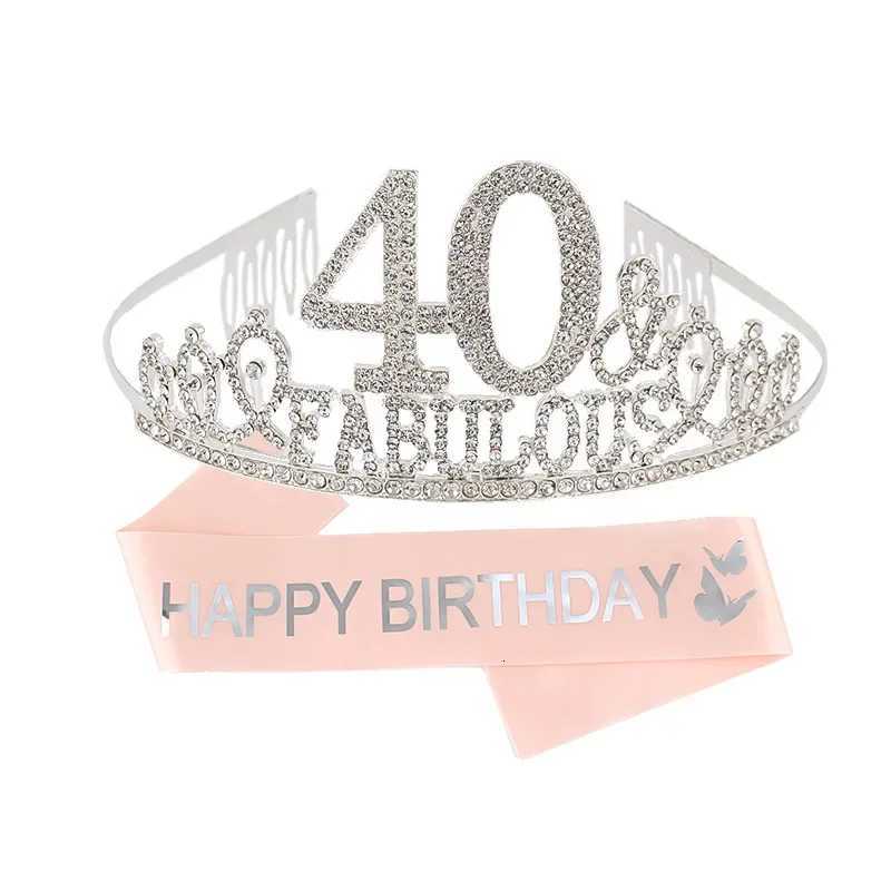 30th 40th 50th 80th Fabulous Birthday Sash and Tiara for Women Girls Hair Accessories Birthday Queen Party Supplies Decoration X250813