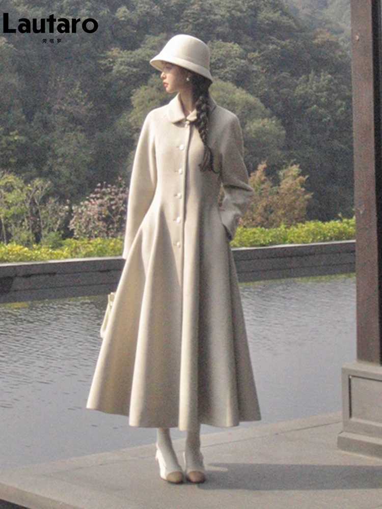 100% Wool Blends Coat for Women CHIc Elegant Womens CloTHing Skirted Woolen Overcoat 2024 Z250813