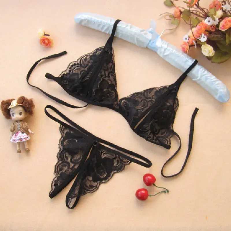 Sexy Lace Underwear Set for Women Open panties Low-Rise Intimates Girl Briefs Underpants Solid Color Transparent Briefs BraXJ250812