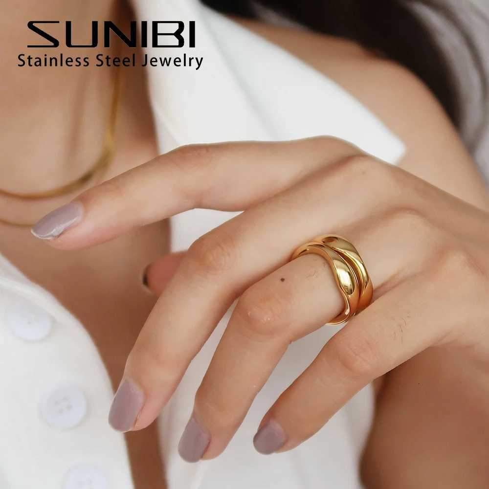 Stainless Steel Ring for Women Irregular Wave Rings Trendy Simple Geometric Handmade Couple Jewelry Wholesale Dropshipping W250812