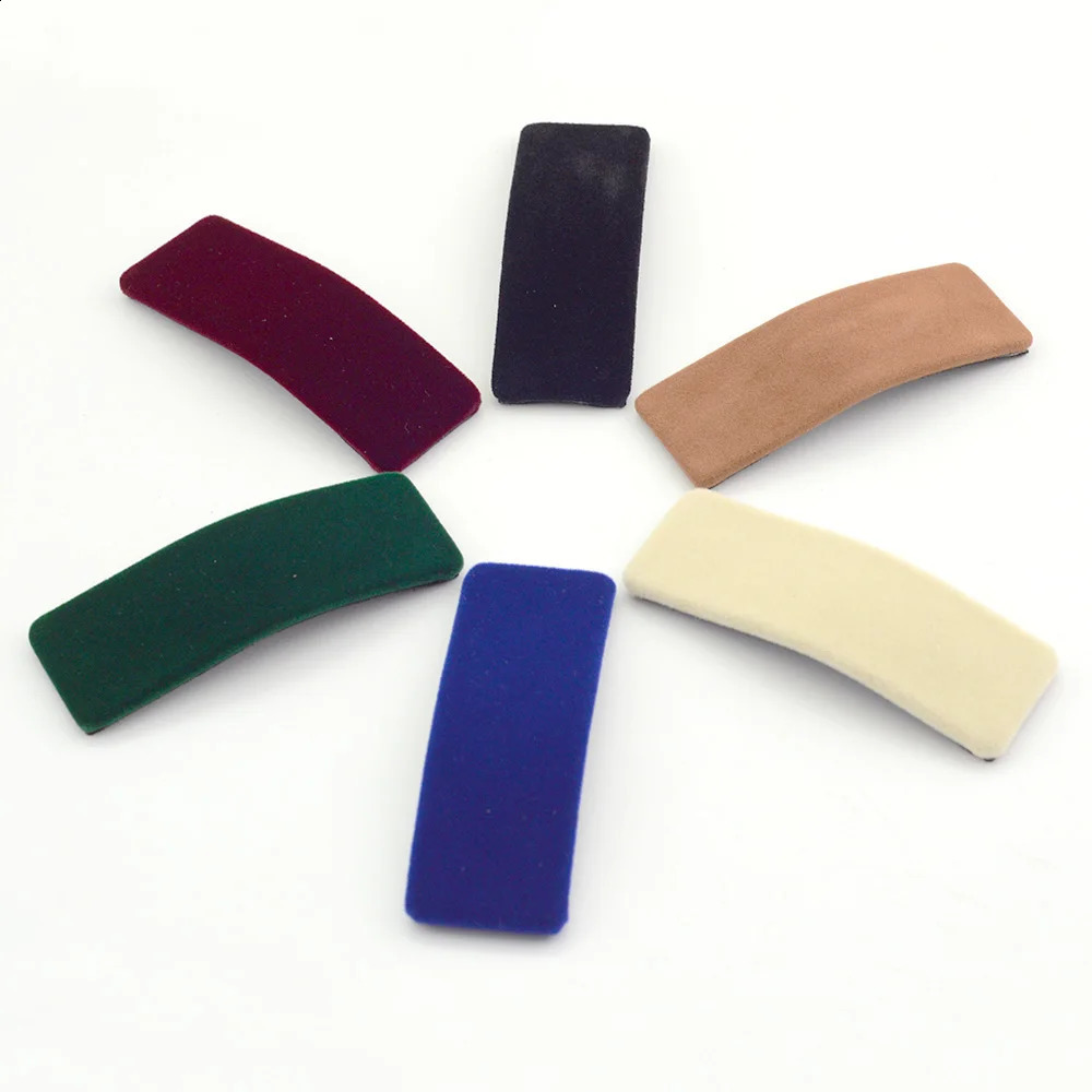 10PCS 8cm Rectangle 9cm Tear Drop Velvet Hair Clips Fabric Covered Metal Snap Hairpin Big Side Hairgrips for Womens Winter 250812