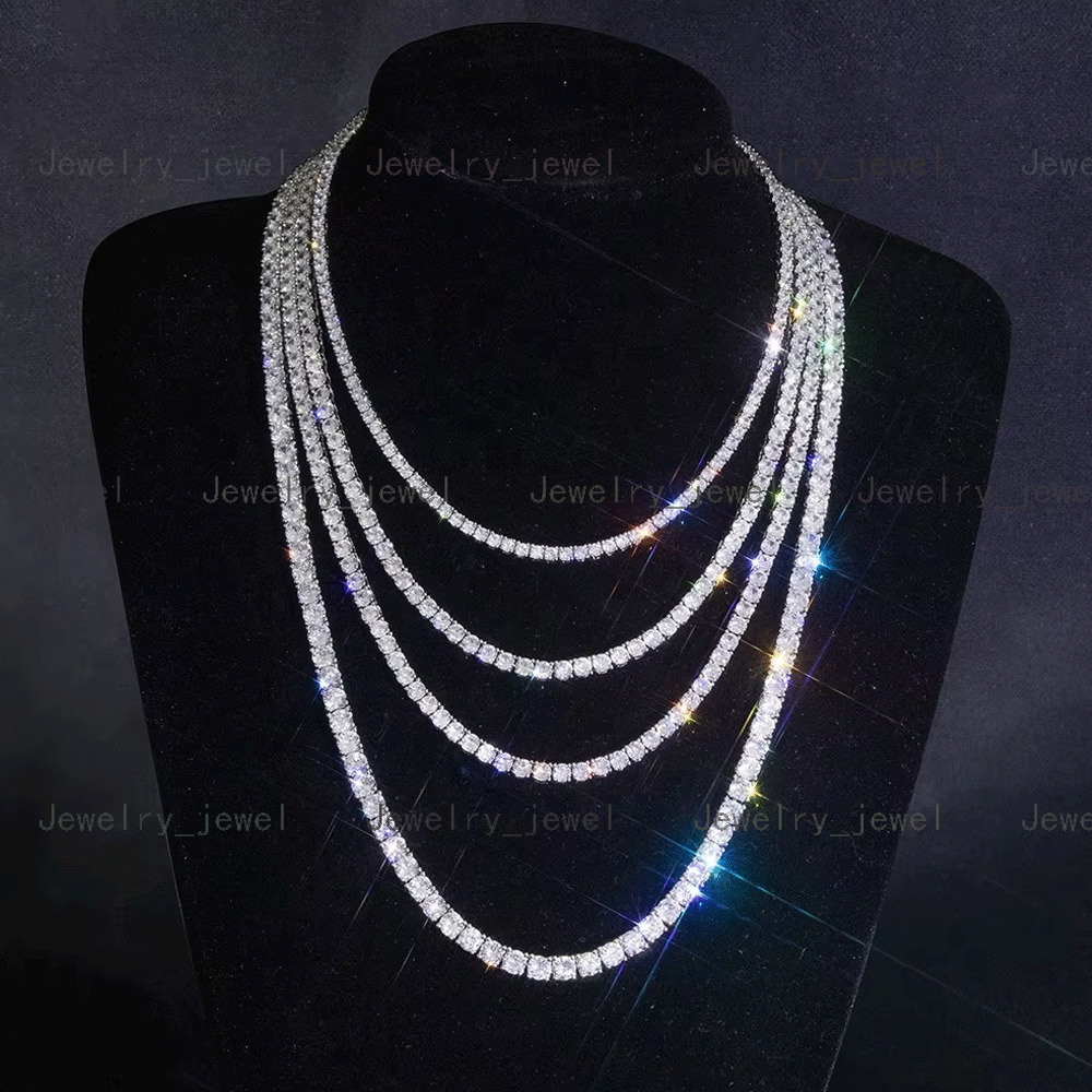 Wholesale Custom Gold Plated Jewelry 3MM 4MM 5MM Men Women Iced Out Cubic Zirconia CZ Diamond Chain Tennis Necklace