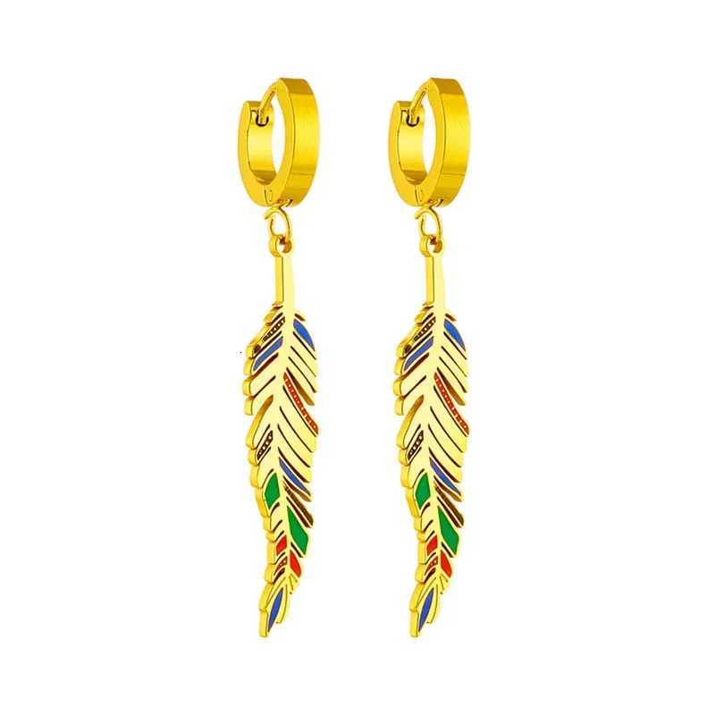 Minar High Quality 18K Gold PVD Plated Stainless Steel Anti Tarnish Rainbow Enamel Leaves Long Tassel Drop Earrings for Women Y250812