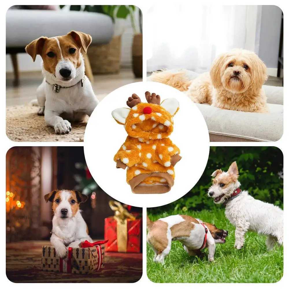 Dog Christmas Reindeer Costume Dog Elk Cosplay Clothing Fleece Christmas Costume Dog Cold Weather Outfits Winter Wear Pet XJ250813