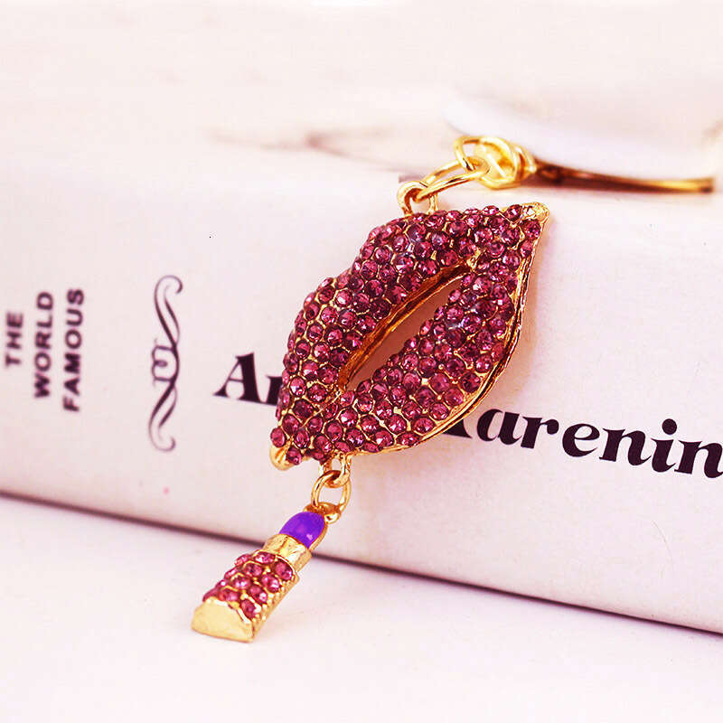 Creative Fashion Cute Dia-Encrusted Red Lips Mouth Women's Bag Accessories Keychain Pendant 983