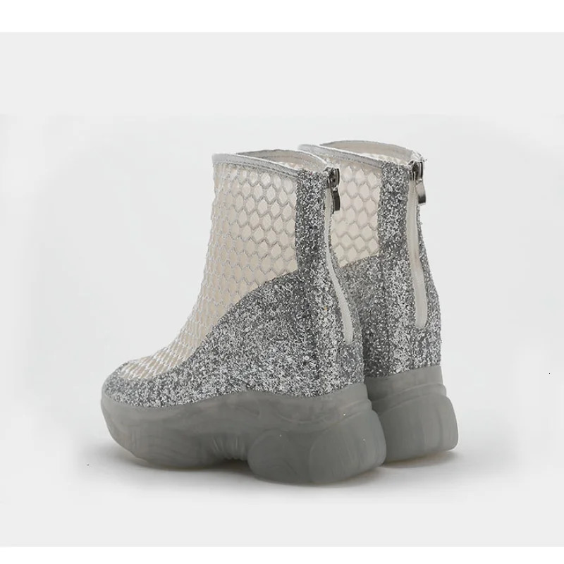 Summer Women Boots Mesh Boots Platform Shoes Fashion Hollow Ankle Boots Ladies Modern Booties Plataforma Zapato Mujer 250812