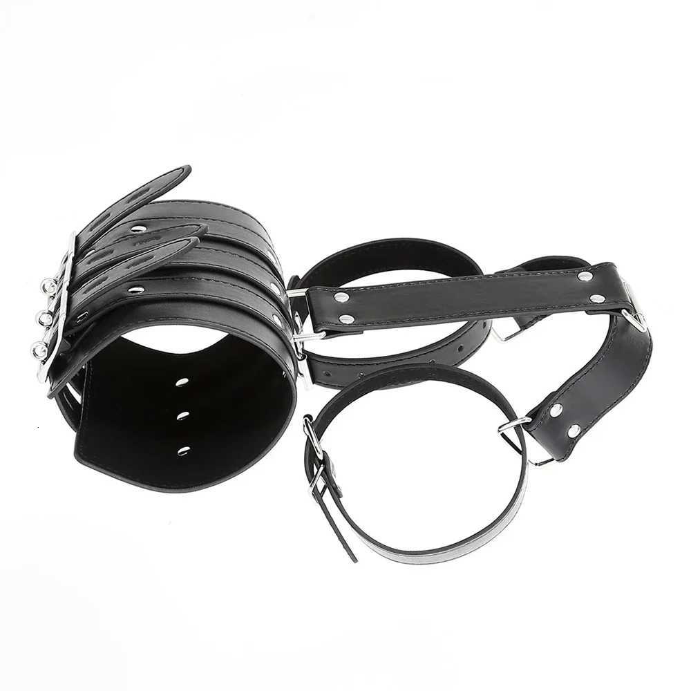 Bdsm Discipline Belt Full Body Leather Bondage Restraint Straps Hand Behind Back Bondage Arm Binder Glove Sleeves Sex Product W250813