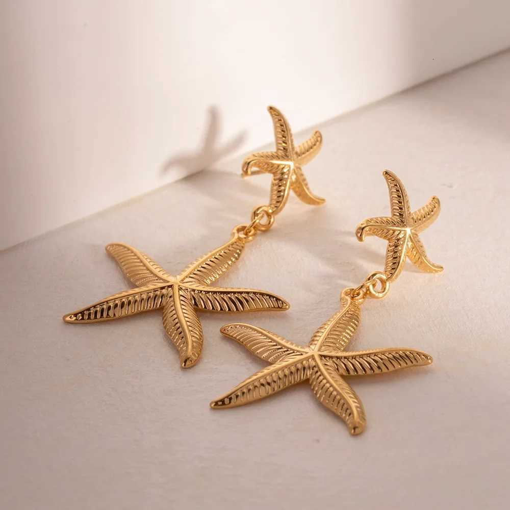 Stainless Steel Ocean Layered Starfish Drop Earrings For Women Trend Beach Girls Ear Buckle Summer Holiday Jewelry Party Gift Y250812
