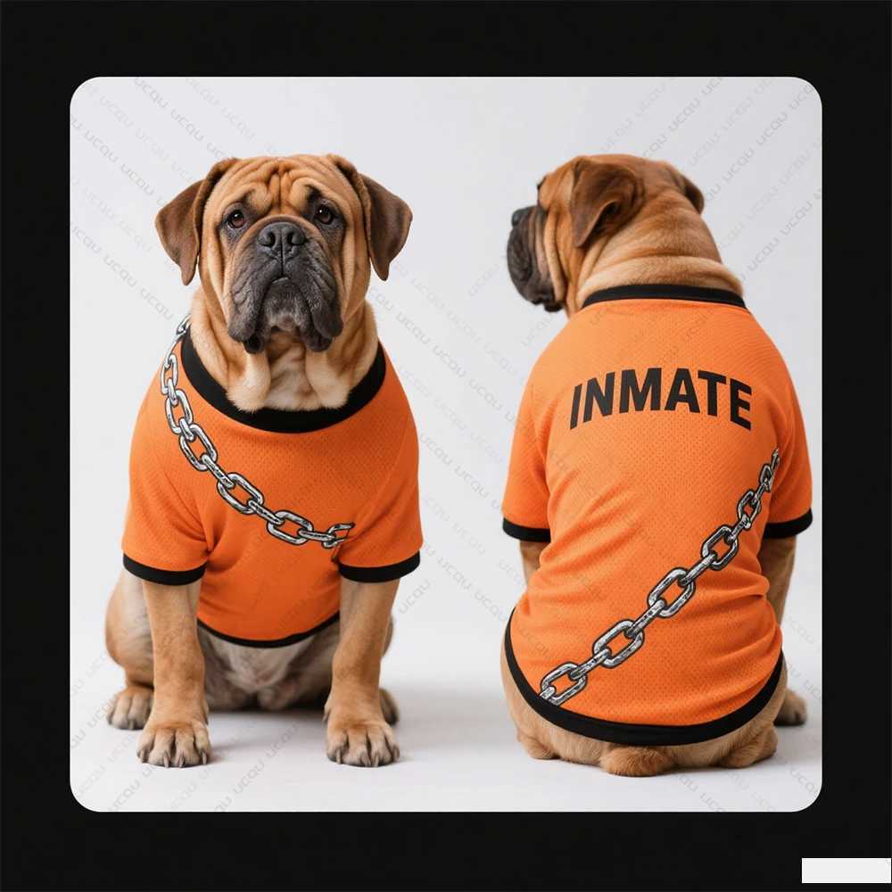 Pet Dog Summer Clothing Short-Sleeved T-Shirt Prison Style Same As Prison Uniform Unique And Funny Outfit Pet Funny Clothing XJ250813