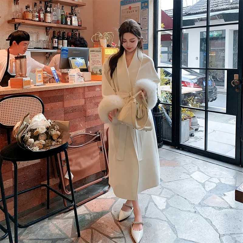 Cashmere Coat Double-sided Woolen Jacket Women Removable Cuffs Fur Jacket Winter Temperament Short and Long Real Wool Coat Z250813