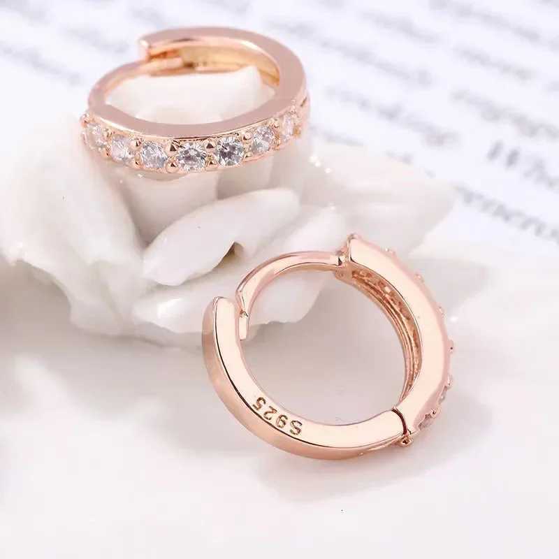 Classic Simple Gold Color Round Hoop Earrings for Women Charm Sparkling Zircon Stainless Steel Wedding Bride Jewelry Accessories Y250812
