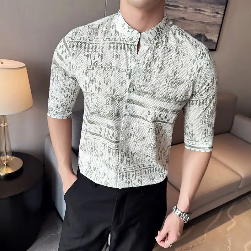 Men Casual Printed Short Sleeve Shirt Summer Stylish And Elegant Top 250808