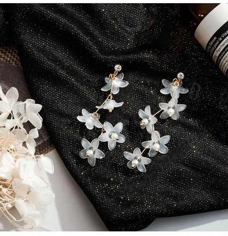 Korean Temperament Flower Elegant And Fresh Long Zircon Earrings Flowers Stud Earrings For Women Vintage Earrings Fine Jewelry Y250812
